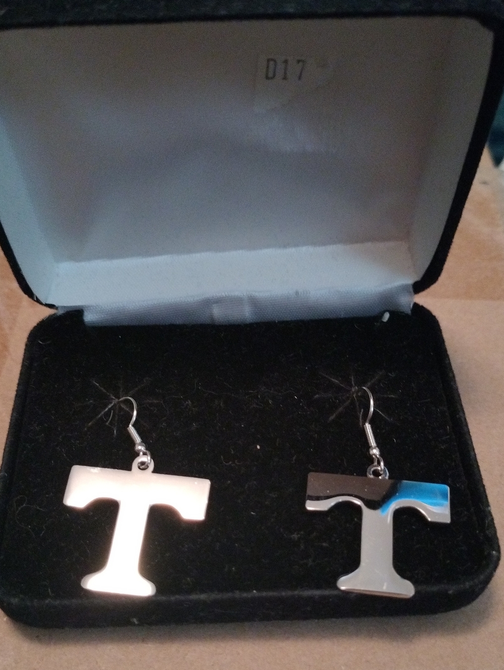 Silver Letter T Dangle Earrings - Unbranded Stainless Steel